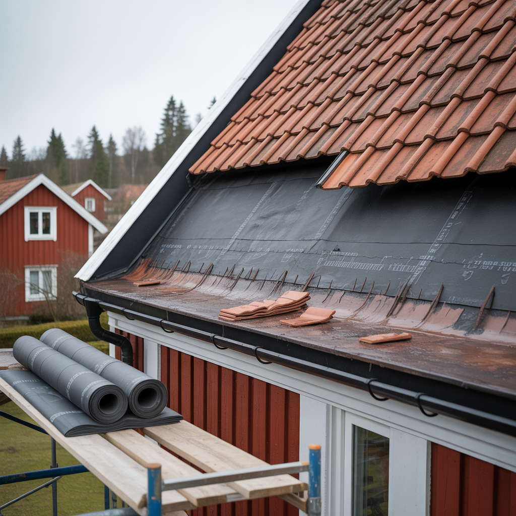 underlagspapp pa villatak tecken pa byte och kostnad