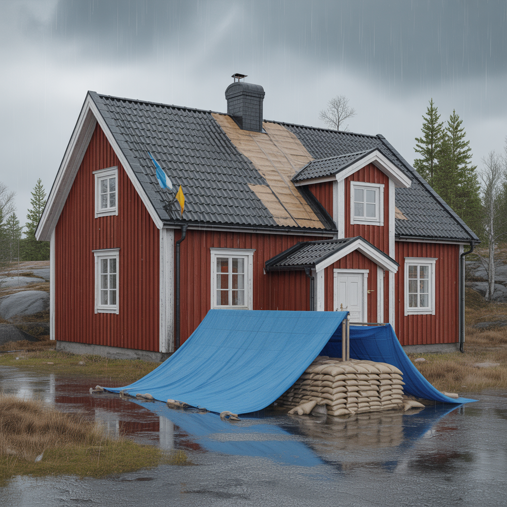 taklackage efter storm felsokning och provisorisk tatning